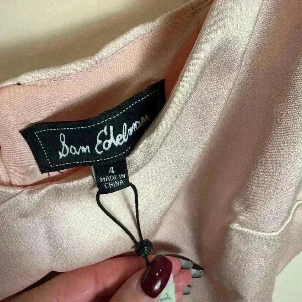 Sam Edelman Sz 4 Elegant Light Pink Satin Dress - Picture 4 of 6